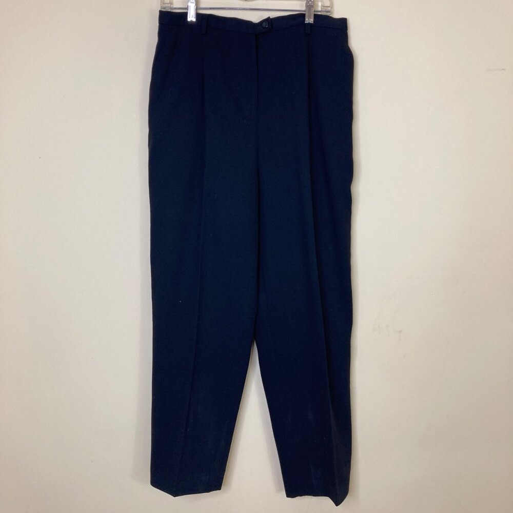 Pendleton Womens Black Wool Pleated Trousers Size 14 Classic Fit Pockets